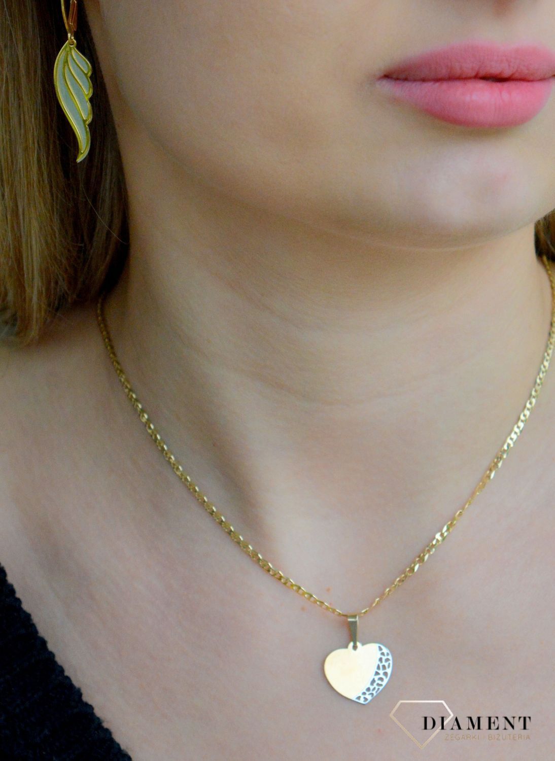 Złota zawieszka 585 Serce z białym złotem ZA 2714C.jpg